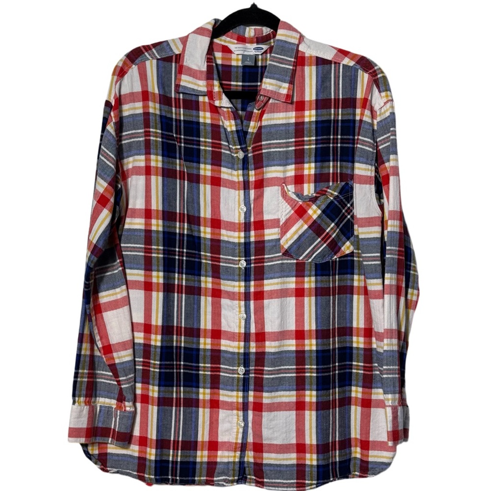 Old Navy Colorful Plaid Button Down Shirt Sz Large